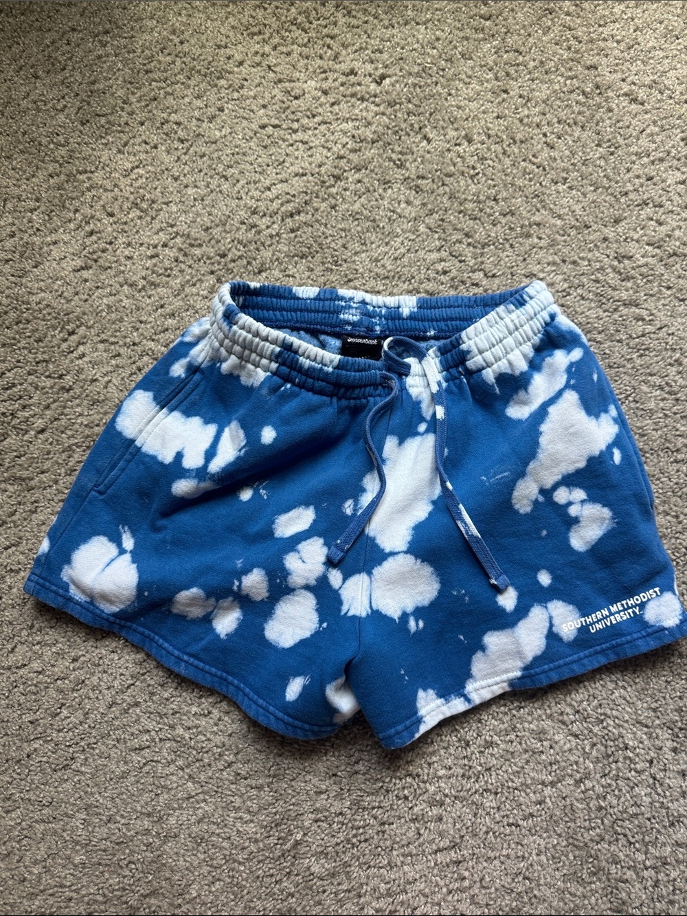 Blue and White Tie-Dye Lounge Shorts